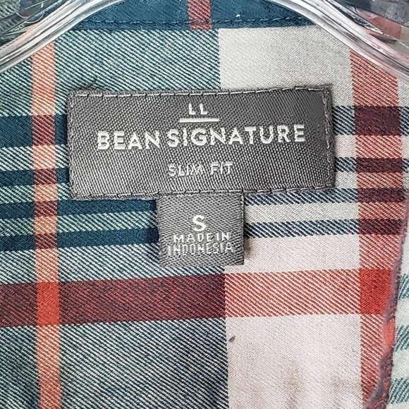 LL Bean Mens Button Down Shirt Blue Plaid Small Slim Fit Long Sleeve Lodge - Picture 7 of 10